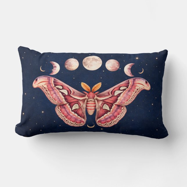 Almofada Lombar Atlas Moth Night Sky Cosmos Moon Phase | Boho Art (Frente)
