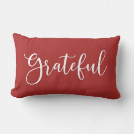Almofada Lombar Autumn Red e White Script Grateful