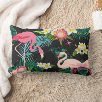 Almofada Lombar Aves Tropicais Flores Flamingo Watery Paisagem