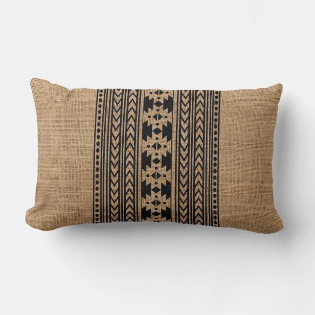 Almofada Lombar Aztec Padrões Farmhouse Burlap (Frente)