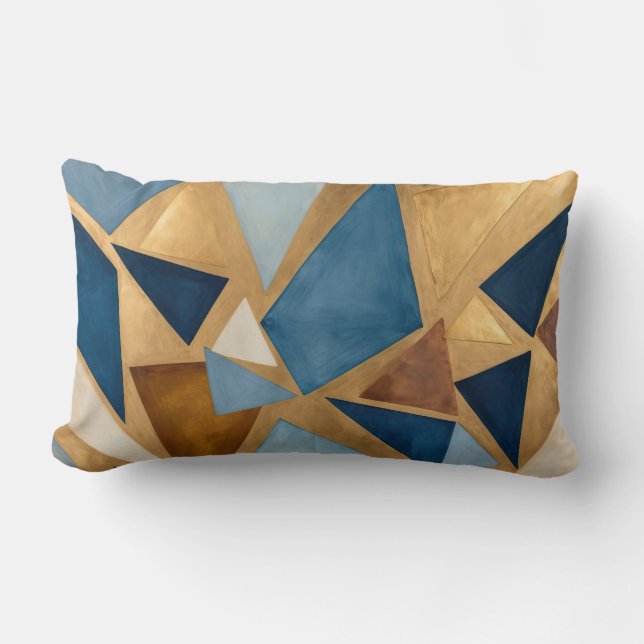 Almofada Lombar azuis e abstrato geométrica de metais (Frente)