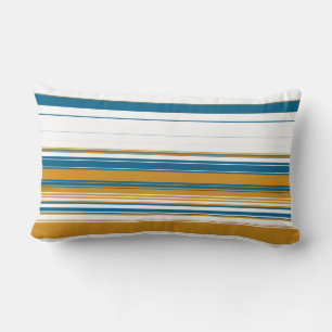 Almofada Lombar Azul, Amarelo e Listras Brancas