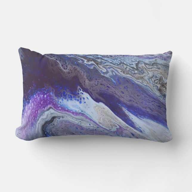 Almofada Lombar Azul Celestial e Abstrato Roxo (Frente)