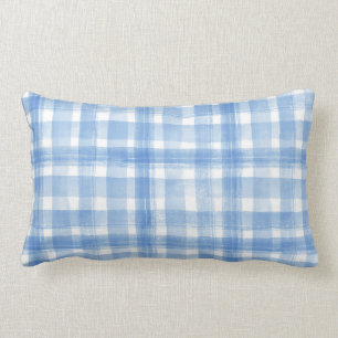 Almofada Lombar Azul Claro n Branco, Gingham Marcado