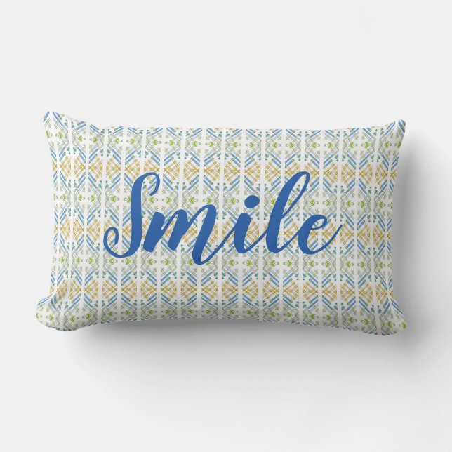 Almofada Lombar Azul com amarelo Dourado e verde (Frente)