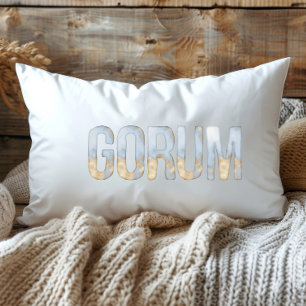 Almofada Lombar Azul Dourado Pastel Watercolor Gorum Louisiana