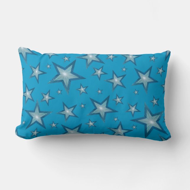 Almofada Lombar Azul Estrelas impressas travesseiro decorativo azu (Frente)