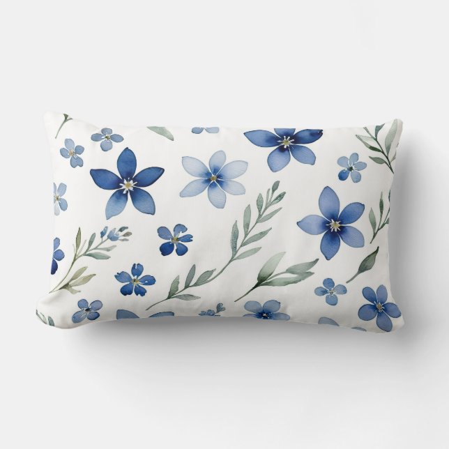 Almofada Lombar Azul-Flores (Frente)