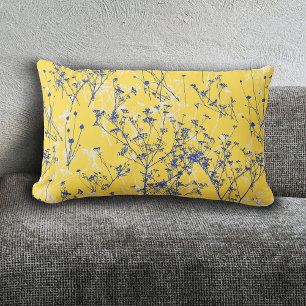 Almofada Lombar Azul-legante moderno Flores selvagens Amarelo-de-m