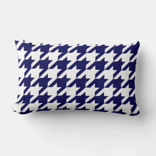 Almofada Lombar Azul Marinho Branco Houndstooth Enorme