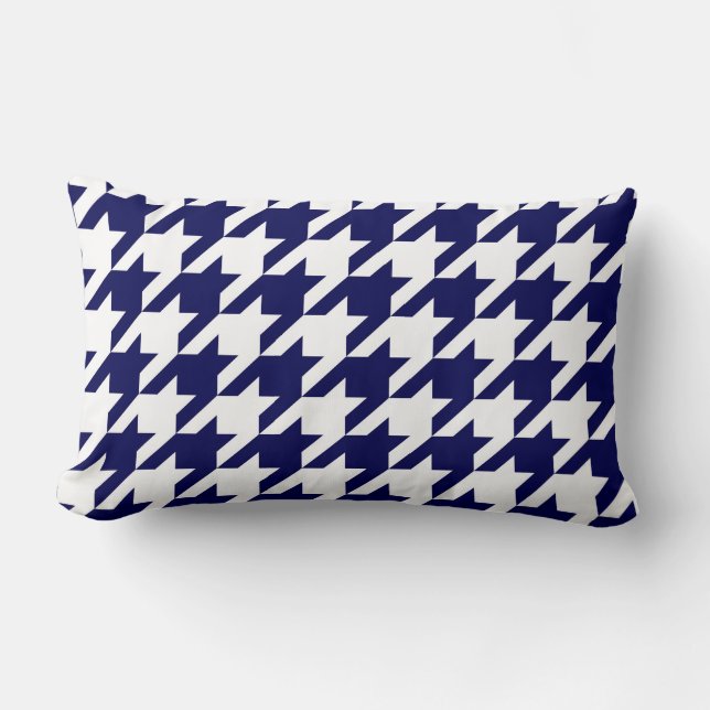 Almofada Lombar Azul Marinho Branco Houndstooth Enorme (Frente)