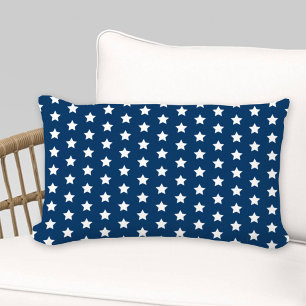 Almofada Lombar Azul Marinho com Estrelas Branco Padrão Patriótico