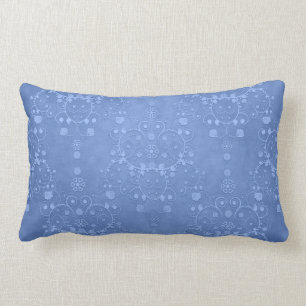 Almofada Lombar Azul Pervinca Padrão Floral Damask Fancy