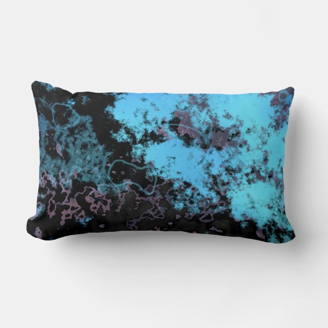 Almofada Lombar Azul Roxo Preto abstrato  (Frente)