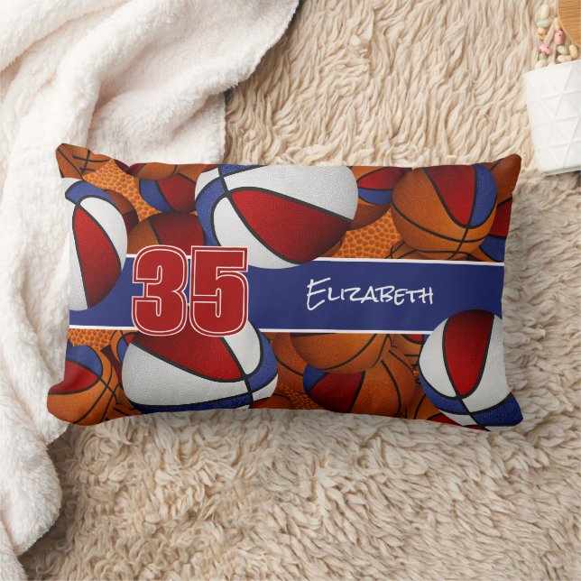Almofada Lombar azul vermelho muitas bolas de basquete crianças sa (Cobertor)