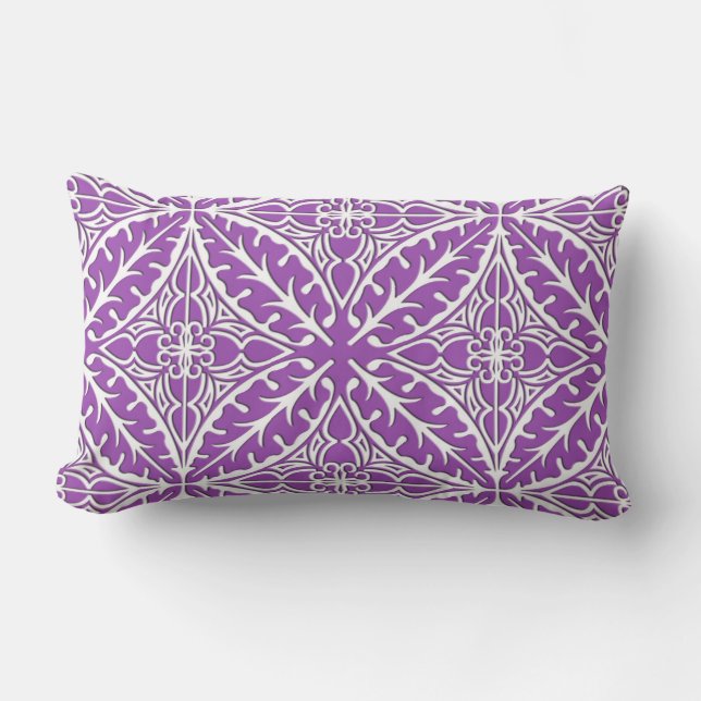 Almofada Lombar Azulejos marroquinos - violeta e branco (Frente)