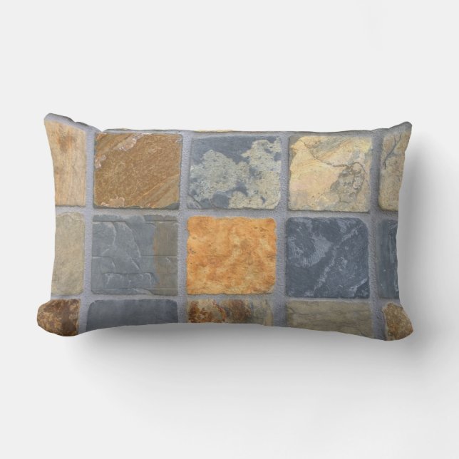 Almofada Lombar Azulejos realísticos da ardósia (Frente)