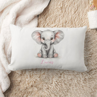 Almofada Lombar Baby Elephant Nursery Lumbar Pillow with Custom Nm