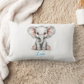Almofada Lombar Baby Elephant Nursery Lumbar Pillow with Custom Nm