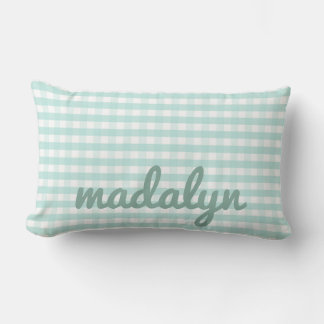Almofada Lombar Baby Nursery Pastel Mint Green Gingham