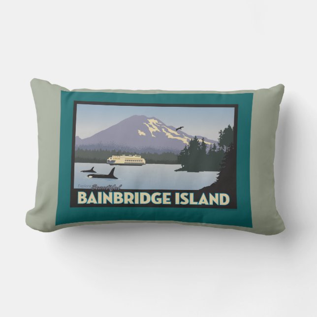 Almofada Lombar Bainbridge Island - Arte Poster com estilo retroat (Frente)
