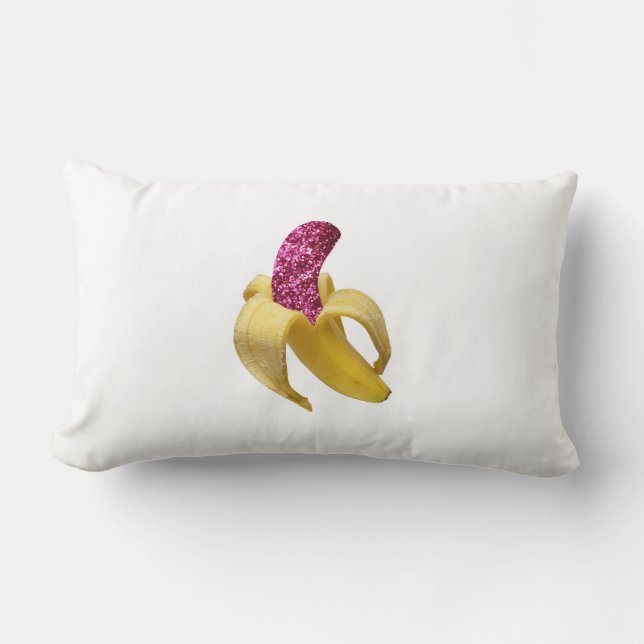 Almofada Lombar Banana com brilho rosa sujo parece deliciosa (Frente)