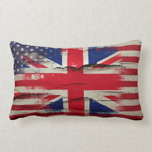 Almofada Lombar Bandeira americana britânica da pintura do