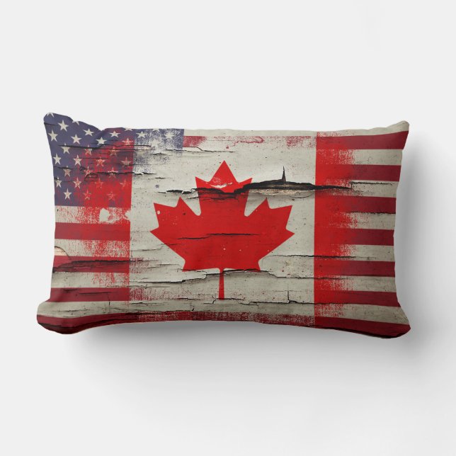 Almofada Lombar Bandeira americana canadense da pintura | do (Frente)