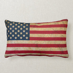 Almofada Lombar Bandeira americana EUA do vintage do Grunge
