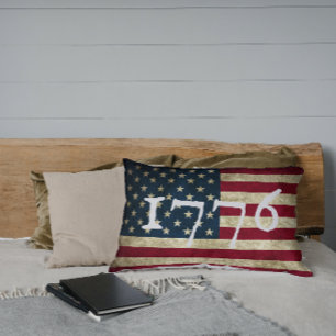 Almofada Lombar Bandeira Americana Grunge Vintage 1776