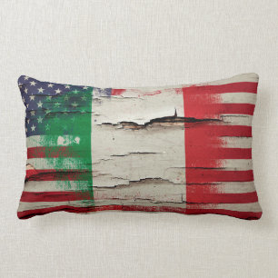 Almofada Lombar Bandeira americana italiana da pintura do