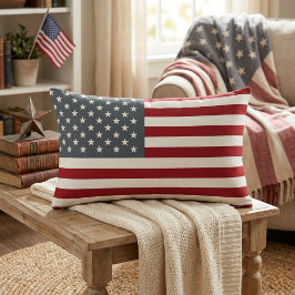 Almofada Lombar Bandeira Americana Patriótica em Vermelho Branco e