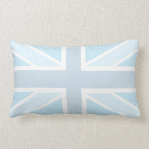 Almofada Lombar Bandeira de Union Jack no travesseiro azul do