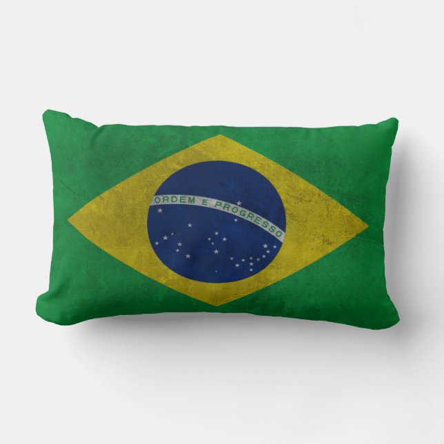 Almofada Lombar Bandeira do Brasil Estilo Grunge (Frente)