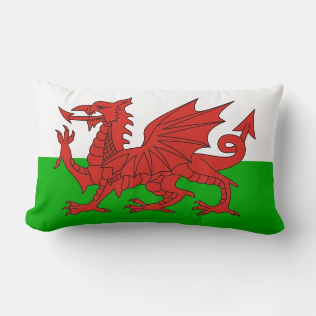 Almofada Lombar bandeira galês ingleses do dragão do país de wales (Frente)