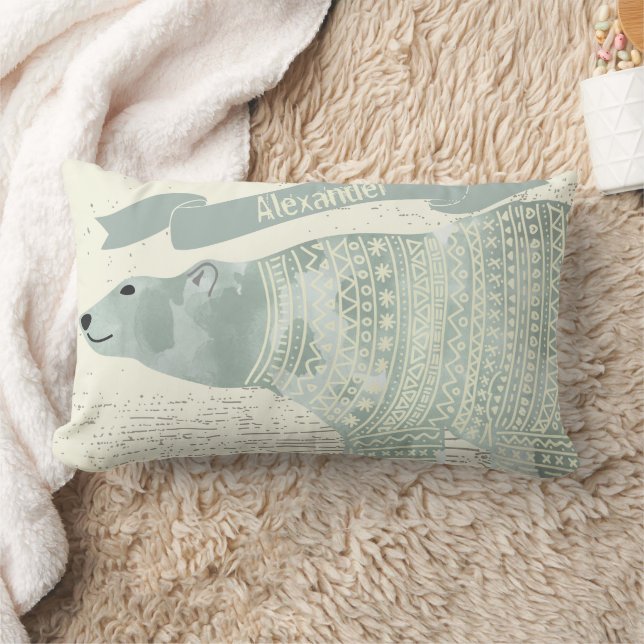 Almofada Lombar Banner Personalizado de Cinza do Urso Polar de Aqu (Cobertor)