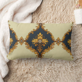 Almofada Lombar "Barockes Ornament-Muster in Gold und Schwarz"