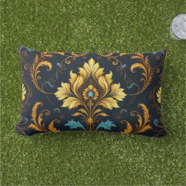 Almofada Lombar "Barockes Ornament-Muster in Gold und Schwarz"
