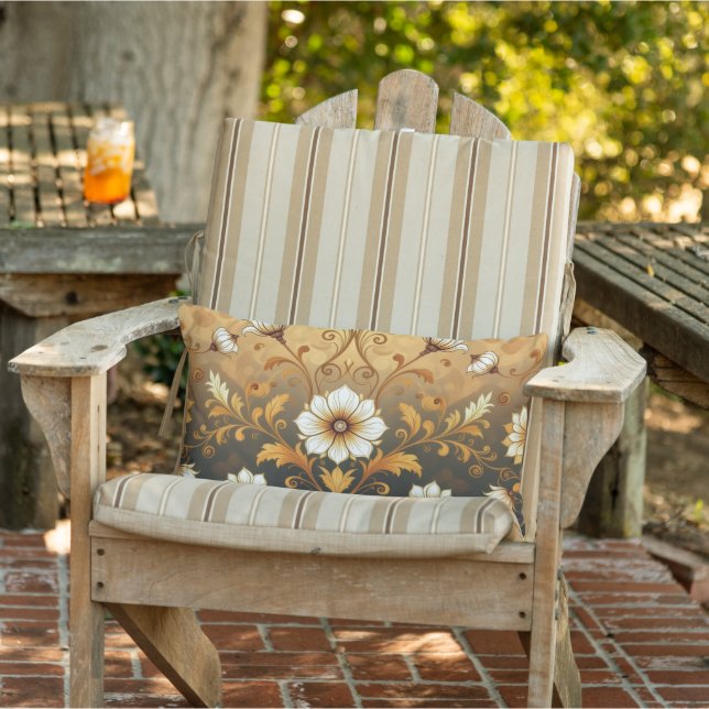 Almofada Lombar "Barockes Ornament-Muster in Gold und Schwarz"7 (Cadeira)