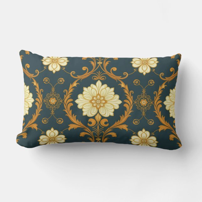 Almofada Lombar "Barockes Ornament-Muster in Gold und Schwarz" Dec (Frente)