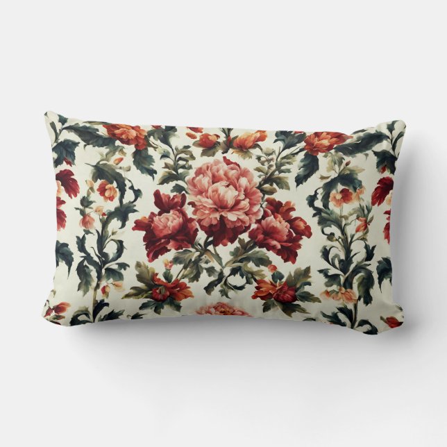 Almofada Lombar Barroco italiano. Flores e Folhas Chic (Verso)