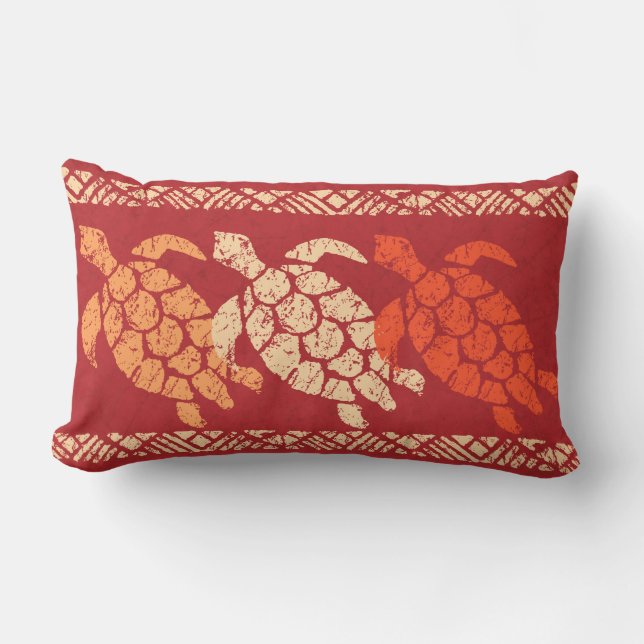 Almofada Lombar Batik reversível havaiano da tartaruga de mar de (Frente)