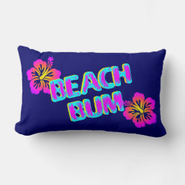 Almofada Lombar Beach Bum Hibiscus Flower Blue Travesseiro