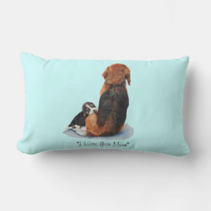 Almofada Lombar beagle beagle muito fofo abraçando a mãe cachorr