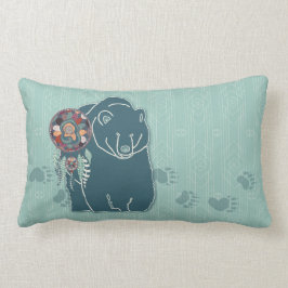 Almofada Lombar Bear Espírito Tribal com Rastreios Nativos