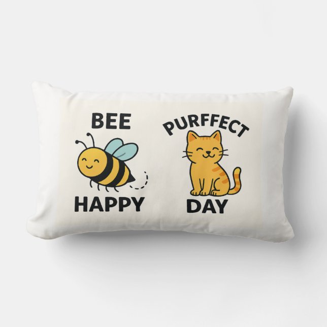 Almofada Lombar Bee Happy & Purfect Day (Frente)