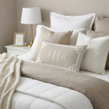 Bege Claro e Branco Greek Key | Monogramado