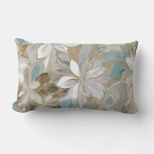 Almofada Lombar Beige Brown Teal Blue Floral