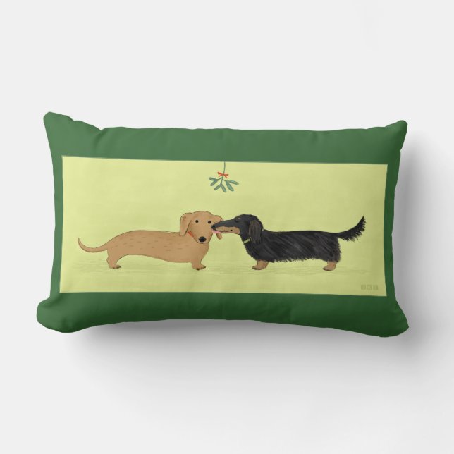 Almofada Lombar Beijo do visco do Dachshund - Natal do cão do (Frente)