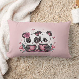 Almofada Lombar Bela Caricatura Panda Amava o Dia do Namorados